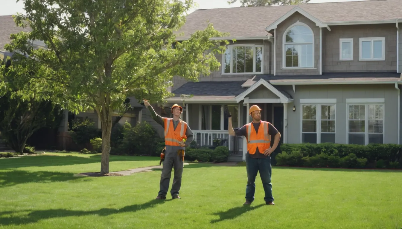 A homeowner talking with a tree provider about a leaning tree in the Olympia area